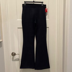 Spanx faux suede flare pants in rich classic navy